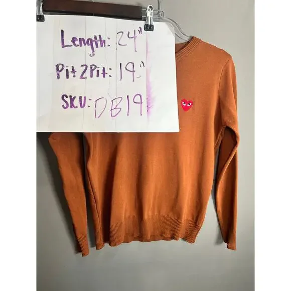 COMME des GARCONS Long-Sleeve Soft T-Shirt Orange M Crew Neck Streetwear Vtg